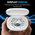 TV, Audio-Video si Foto - Portabile audio - Casti audio - Casti Wireless Open-Ear A ATAB cu Traducere AI in 144 Limbi, Bluetooth 5.3, IPX5, Control Tactil, USB-C, White - Infinity.ro