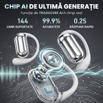 TV, Audio-Video si Foto - Portabile audio - Casti audio - Casti Wireless Open-Ear A ATAB cu Traducere AI in 144 Limbi, Bluetooth 5.3, IPX5, Control Tactil, USB-C, White - Infinity.ro