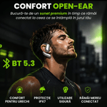 TV, Audio-Video si Foto - Portabile audio - Casti audio - Casti Wireless Open-Ear A ATAB cu Traducere AI in 144 Limbi, Bluetooth 5.3, IPX5, Control Tactil, USB-C, Negru&Gri - Infinity.ro