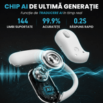 TV, Audio-Video si Foto - Portabile audio - Casti audio - Casti Wireless Open-Ear A ATAB cu Traducere AI in 144 Limbi, Bluetooth 5.3, IPX5, Control Tactil, USB-C, White&Grey - Infinity.ro