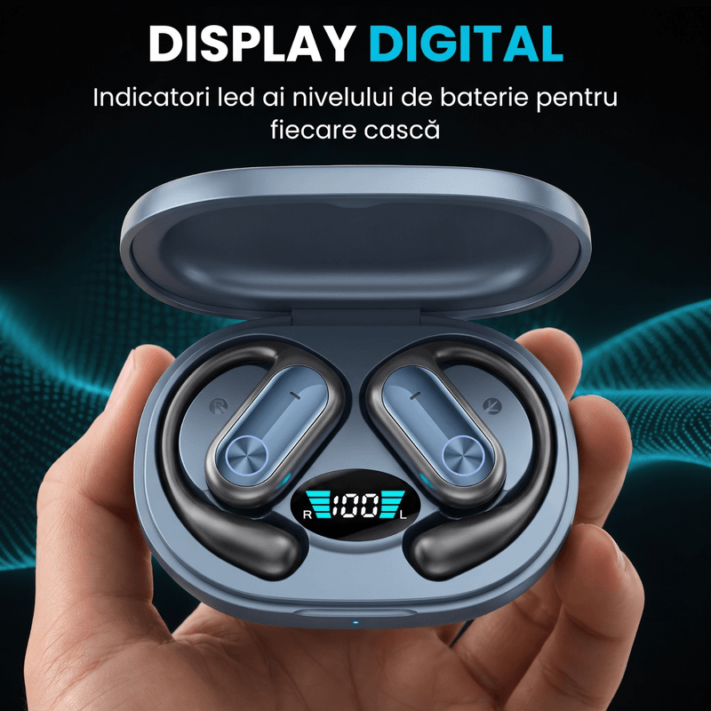 TV, Audio-Video si Foto - Portabile audio - Casti audio - Casti Wireless Open-Ear A ATAB cu Traducere AI in 144 Limbi, Bluetooth 5.3, IPX5, Control Tactil, USB-C, Sapphire Blue - Infinity.ro