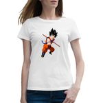 Fashion, accesorii si bijuterii - Femei - Imbracaminte femei - Tricouri si topuri femei - Tricou femei Dragon Ball Z Son Goku Vagabond Mafia Anime, alb, marime 2XL - Infinity.ro