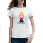Fashion, accesorii si bijuterii - Femei - Imbracaminte femei - Tricouri si topuri femei - Tricou femei Edward Elric Fullmetal Alchemist Chibi Anime, alb, marime 2XL - Infinity.ro