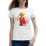 Fashion, accesorii si bijuterii - Femei - Imbracaminte femei - Tricouri si topuri femei - Tricou femei Electric Monkey D Luffy One Piece Power, alb, marime 2XL - Infinity.ro