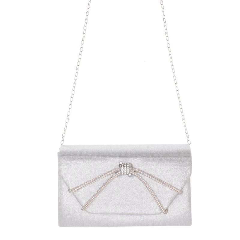 Fashion, accesorii si bijuterii - Femei - Accesorii femei - Genti si rucsacuri femei - Geanta plic, de dama, din material sintetic, cu sclipici, ButicCochet, 20x12x6 cm, Argintiu - GND1137 - Infinity.ro