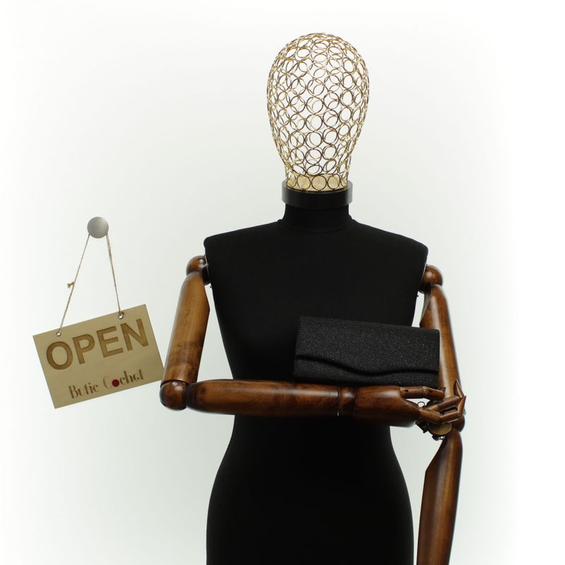 Fashion, accesorii si bijuterii - Femei - Accesorii femei - Genti si rucsacuri femei - Geanta plic, de dama, din material sintetic, ButicCochet, 20x10x5 cm, Negru - GND1150 - Infinity.ro