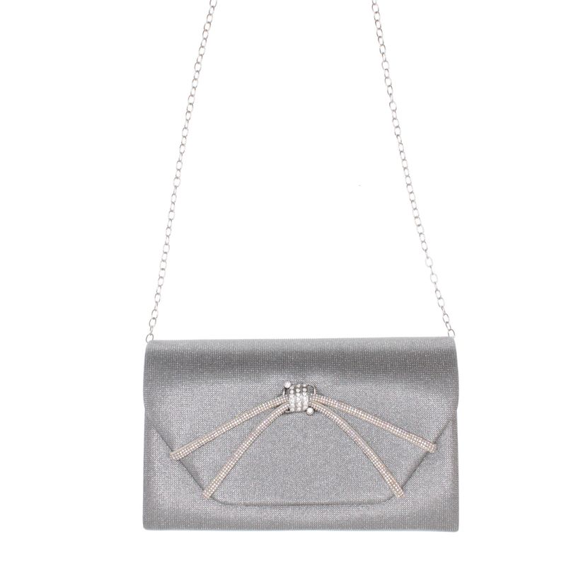 Fashion, accesorii si bijuterii - Femei - Accesorii femei - Genti si rucsacuri femei - Geanta plic, de dama, din material sintetic, cu sclipici, ButicCochet, 20x12x6 cm, Gri - GND1135 - Infinity.ro
