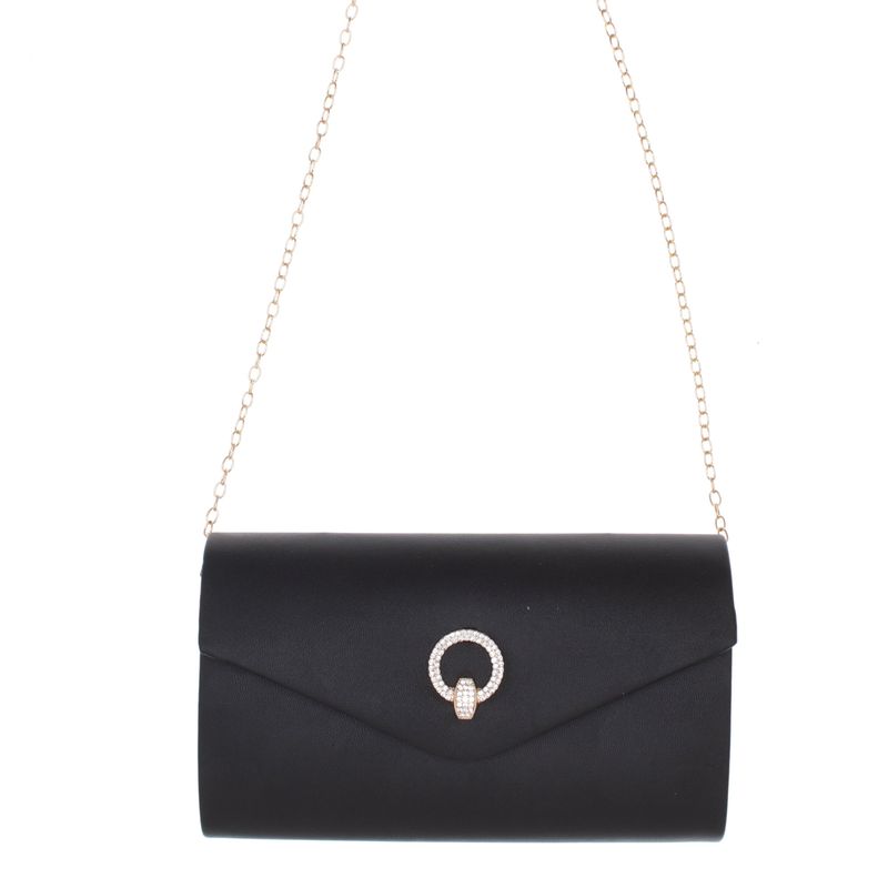 Fashion, accesorii si bijuterii - Femei - Accesorii femei - Genti si rucsacuri femei - Geanta plic, de dama, din material sintetic, cu strasuri, ButicCochet, 22x12x6 cm, Negru - GND1138 - Infinity.ro