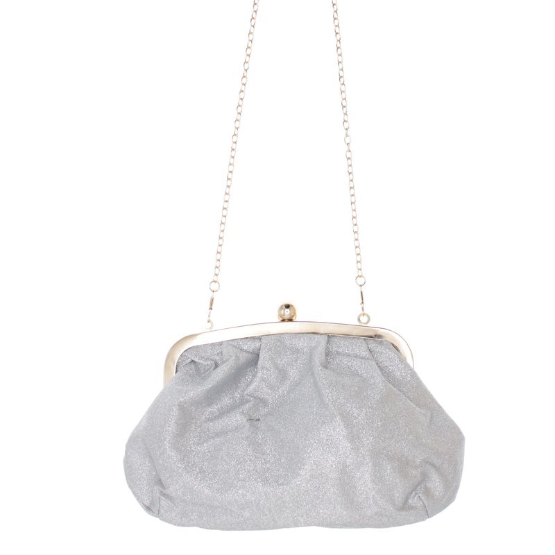 Fashion, accesorii si bijuterii - Femei - Accesorii femei - Genti si rucsacuri femei - Geanta clutch, de dama, din material sintetic, ButicCochet, 23x17x8 cm, Argintiu - GND1120 - Infinity.ro