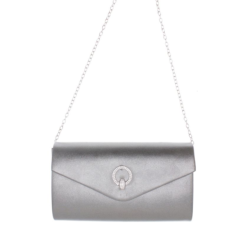 Fashion, accesorii si bijuterii - Femei - Accesorii femei - Genti si rucsacuri femei - Geanta plic, de dama, din material sintetic, cu strasuri, ButicCochet, 22x12x6 cm, Gri - GND1142 - Infinity.ro