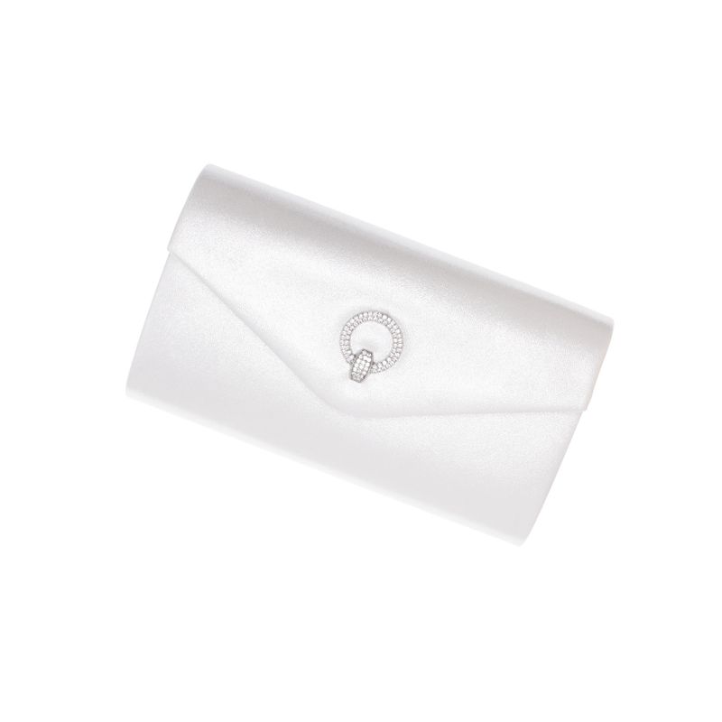 Fashion, accesorii si bijuterii - Femei - Accesorii femei - Genti si rucsacuri femei - Geanta plic, de dama, din material sintetic, cu strasuri, ButicCochet, 22x12x6 cm, Alb - GND1141 - Infinity.ro