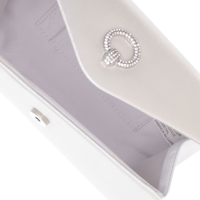Fashion, accesorii si bijuterii - Femei - Accesorii femei - Genti si rucsacuri femei - Geanta plic, de dama, din material sintetic, cu strasuri, ButicCochet, 22x12x6 cm, Alb - GND1141 - Infinity.ro
