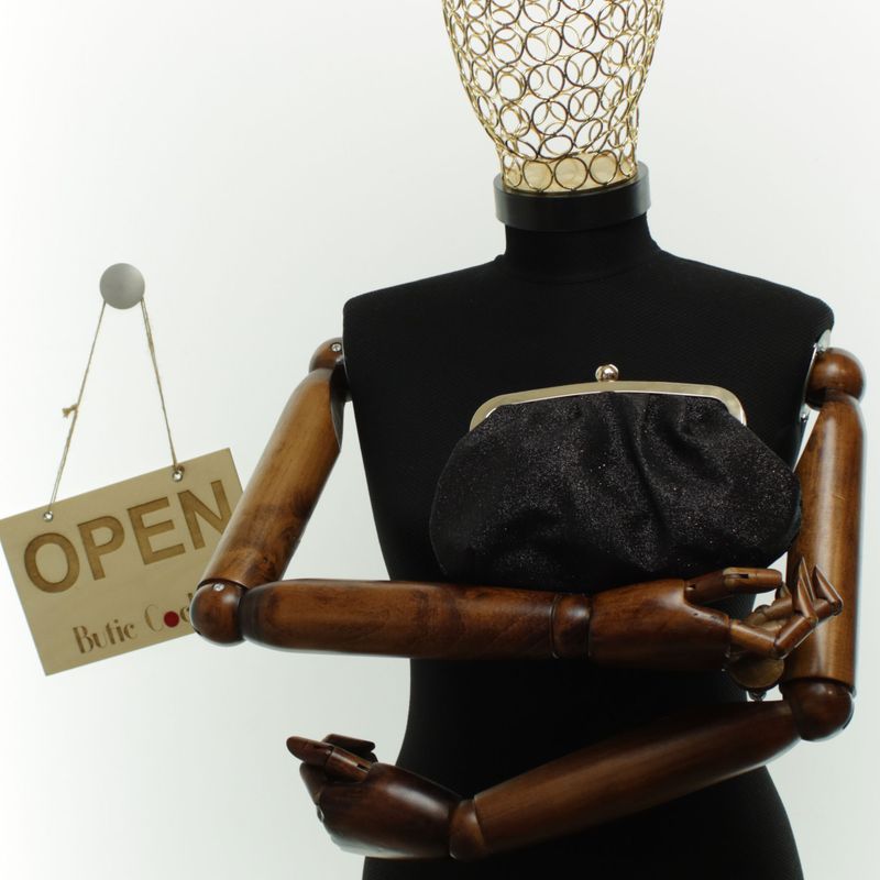 Fashion, accesorii si bijuterii - Femei - Accesorii femei - Genti si rucsacuri femei - Geanta clutch, de dama, din material sintetic, ButicCochet, 23x17x8 cm, Negru - GND1121 - Infinity.ro
