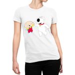 Fashion, accesorii si bijuterii - Femei - Imbracaminte femei - Tricouri si topuri femei - Tricou Femei Family Guy Dog Best Friend Hi5 Animation Cartoons, alb,  marime 2XL - Infinity.ro