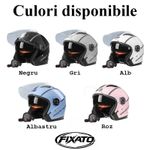Auto si Moto - Moto - Echipamente protectie moto - Casti moto - Casca Moto/Scuter FIXATO Italia, Viziera Dubla, Protectie UV, Marime universala 57-61cm, Roz - Infinity.ro