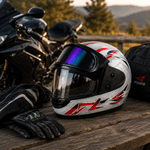 Auto si Moto - Moto - Echipamente protectie moto - Casti moto - Casca Moto/Scuter Full Face FIXATO, Viziera Dubla, Marime Universala 59-62cm, Gri cu Rosu - Infinity.ro