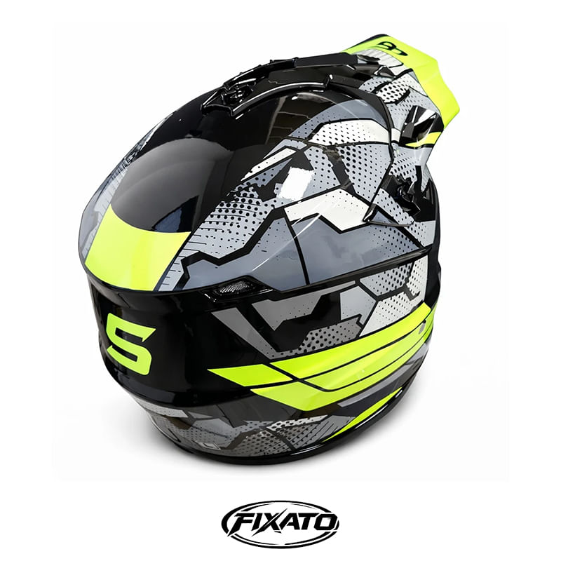 Auto si Moto - Moto - Echipamente protectie moto - Casti moto - Casca Moto/Enduro FIXATO, Interior Confortabil, Ventilatie Multipla, Gri cu Verde, XL 60-61cm - Infinity.ro