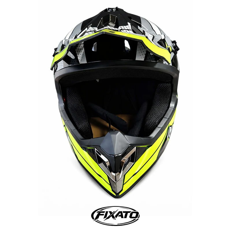 Auto si Moto - Moto - Echipamente protectie moto - Casti moto - Casca Moto/Enduro FIXATO, Interior Confortabil, Ventilatie Multipla, Gri cu Verde, XL 60-61cm - Infinity.ro