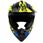 Auto si Moto - Moto - Echipamente protectie moto - Casti moto - Casca Moto/Enduro FIXATO, Interior Confortabil, Ventilatie Multipla, Albastru cu Verde, L 59-60cm - Infinity.ro