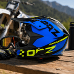 Auto si Moto - Moto - Echipamente protectie moto - Casti moto - Casca Moto/Enduro FIXATO, Interior Confortabil, Ventilatie Multipla, Albastru cu Verde, L 59-60cm - Infinity.ro
