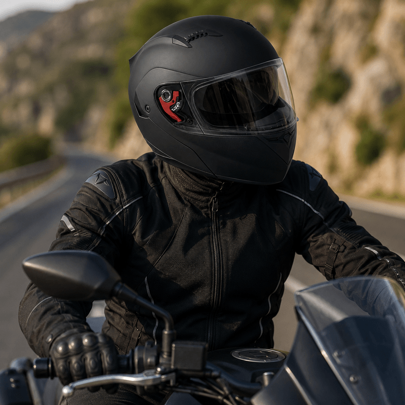 Auto si Moto - Moto - Echipamente protectie moto - Casti moto - Casca Moto/Scuter Flip-Up FIXATO, Viziera Dubla, Protectie UV, Negru, L 59-60cm - Infinity.ro
