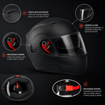 Auto si Moto - Moto - Echipamente protectie moto - Casti moto - Casca Moto/Scuter Flip-Up FIXATO, Viziera Dubla, Protectie UV, Negru, L 59-60cm - Infinity.ro