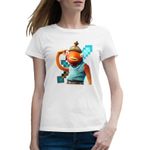 Fashion, accesorii si bijuterii - Femei - Imbracaminte femei - Tricouri si topuri femei - Tricou femei Fishstick Fortnite Minecraft Diamond Sword, alb, marime 2XL - Infinity.ro