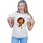 Fashion, accesorii si bijuterii - Femei - Imbracaminte femei - Tricouri si topuri femei - Tricou Femei Flash Speed Lightning Struck Barry Allen Cosplay Logo, alb,  marime 2XL - Infinity.ro