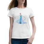 Fashion, accesorii si bijuterii - Femei - Imbracaminte femei - Tricouri si topuri femei - Tricou femei Frozen Elsa Kristoff Regina de Gheata, alb, marime 2XL - Infinity.ro