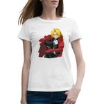 Fashion, accesorii si bijuterii - Femei - Imbracaminte femei - Tricouri si topuri femei - Tricou femei Fullmetal Alchemist Elric Hiromu Arakawa Anime, alb, marime 2XL - Infinity.ro