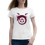 Fashion, accesorii si bijuterii - Femei - Imbracaminte femei - Tricouri si topuri femei - Tricou femei Fullmetal Alchemist Ouroboros Life Death Dragon, alb, marime 2XL - Infinity.ro