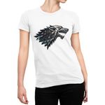 Fashion, accesorii si bijuterii - Femei - Imbracaminte femei - Tricouri si topuri femei - Tricou Femei Game of Thrones Wolf Head Banner Tribute, alb,  marime 2XL - Infinity.ro