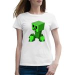 Fashion, accesorii si bijuterii - Femei - Imbracaminte femei - Tricouri si topuri femei - Tricou femei Green Creeper Minecraft, alb, marime 2XL - Infinity.ro