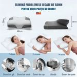 Casa si Gradina - Textile si covoare - Perne si pilote - Perne - Set 2 Perne Ortopedice Cervicale Linomag®, Spuma cu Memorie, Alb/Gri inchis, 34 x 60 x 13 cm - Infinity.ro