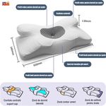 Casa si Gradina - Textile si covoare - Perne si pilote - Perne - Set 2 Perne Ortopedice Cervicale Linomag®, Spuma cu Memorie, Alb/Gri inchis, 34 x 60 x 13 cm - Infinity.ro