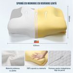 Casa si Gradina - Textile si covoare - Perne si pilote - Perne - Set 2 Perne Ortopedice Cervicale Linomag®, Spuma cu Memorie, Alb/Gri inchis, 34 x 60 x 13 cm - Infinity.ro