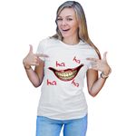 Fashion, accesorii si bijuterii - Femei - Imbracaminte femei - Tricouri si topuri femei - Tricou Femei Joker Smile Laugh Psychopath Hurt Lips Self Defense, alb,  marime 2XL - Infinity.ro