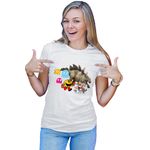 Fashion, accesorii si bijuterii - Femei - Imbracaminte femei - Tricouri si topuri femei - Tricou Femei Jurassic Park Clash Royale Pac Man Stegosaurus Tyrannosaurus, alb,  marime 2XL - Infinity.ro