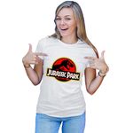 Fashion, accesorii si bijuterii - Femei - Imbracaminte femei - Tricouri si topuri femei - Tricou Femei Jurassic Park Logo Extinct Huge, alb,  marime 2XL - Infinity.ro
