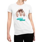 Fashion, accesorii si bijuterii - Femei - Imbracaminte femei - Tricouri si topuri femei - Tricou Femei Justin Bieber Actor Tattoo Logo, alb,  marime 2XL - Infinity.ro