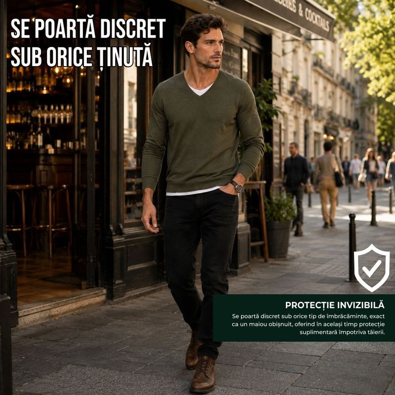 Sport si Outdoor - Sporturi de contact - Produse autoaparare - Maiou Profesional Anti-Taiere si Anti-Injunghiere, EN388 Nivel 5, Material Certificat SGS, Marime M, Alb - Infinity.ro