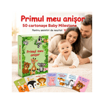 Jucarii, Copii si Bebe - Jucarii si jocuri - Jocuri si puzzle - Jocuri de societate - Set 50 cartonase pentru nou-nascut "Primul meu anisor", 10x6cm, Baby Milestone - Infinity.ro