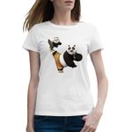 Fashion, accesorii si bijuterii - Femei - Imbracaminte femei - Tricouri si topuri femei - Tricou femei Kung Fu Panda Taekwondo Ninja Dragon, alb, marime 2XL - Infinity.ro