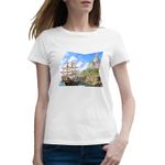 Fashion, accesorii si bijuterii - Femei - Imbracaminte femei - Tricouri si topuri femei - Tricou femei Lineage Corabie Video Game, alb, marime 2XL - Infinity.ro