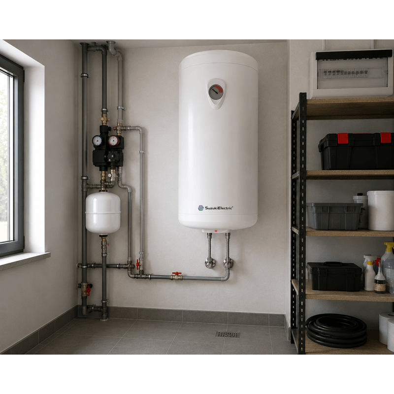 Casa si Gradina - Termice - Boilere si accesorii - Boilere - Boiler electric SUZUKI Electric Solingen, 1500 W, 100l, Reglaj extern, Rezervor emailat, Anod de magneziu, Alb - Infinity.ro