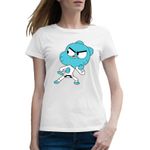 Fashion, accesorii si bijuterii - Femei - Imbracaminte femei - Tricouri si topuri femei - Tricou femei Lumea lui Gumball Karate Bebe Arte Martiale, alb, marime 2XL - Infinity.ro