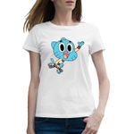 Fashion, accesorii si bijuterii - Femei - Imbracaminte femei - Tricouri si topuri femei - Tricou femei Lumea lui Gumball Pisic Karate Motanel, alb, marime 2XL - Infinity.ro