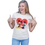 Fashion, accesorii si bijuterii - Femei - Imbracaminte femei - Tricouri si topuri femei - Tricou Femei Mickey Mouse Minnie Dance Couple Elegance Lovers, alb,  marime 2XL - Infinity.ro