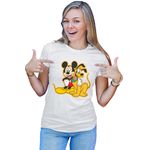 Fashion, accesorii si bijuterii - Femei - Imbracaminte femei - Tricouri si topuri femei - Tricou Femei Mickey Mouse Pluto Dog Best Friend Walt Disney, alb,  marime 2XL - Infinity.ro