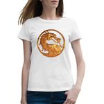 Fashion, accesorii si bijuterii - Femei - Imbracaminte femei - Tricouri si topuri femei - Tricou femei Mortal Kombat Emblem Maestru Dragon Gold, alb, marime 2XL - Infinity.ro